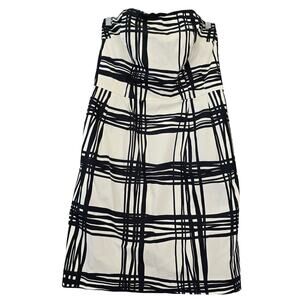 Express Design Studio White Plaid Dress Stretch Midi Strapless Zip Women Size 10